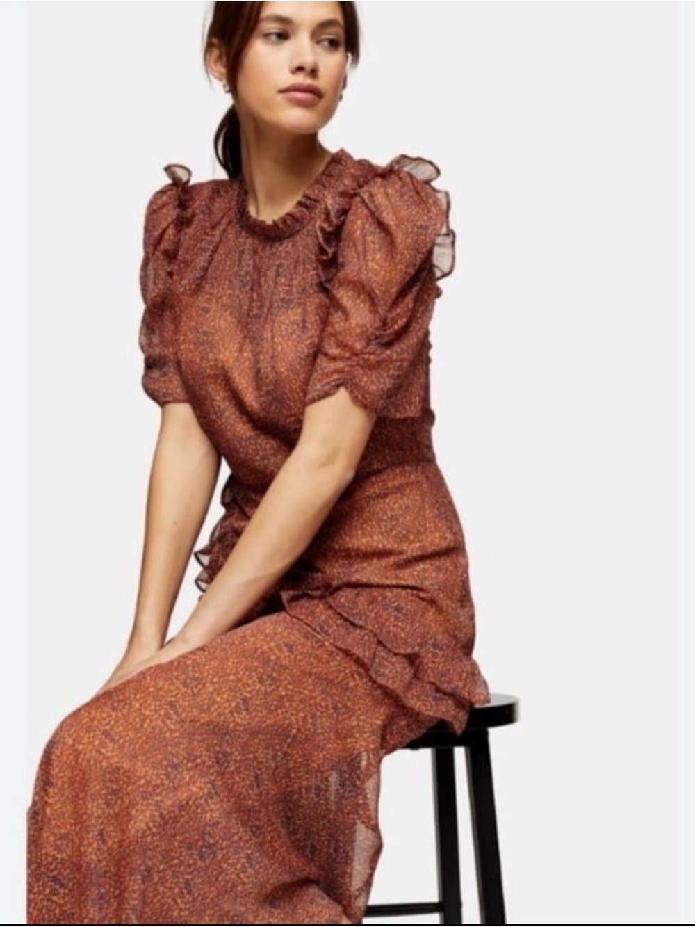 Top Shop Ruffle Midi Dress | Size 10